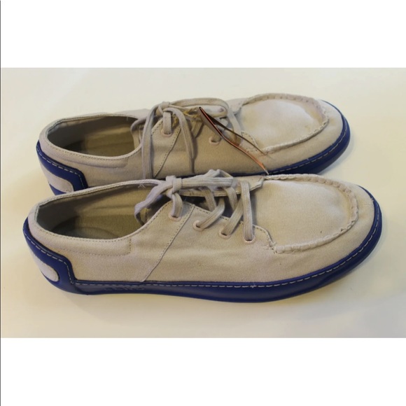 NWT CCIlU Men Super Light Weight Sneaker Men Gray Canvas W Blue Sole 13 Beach - Picture 3 of 12